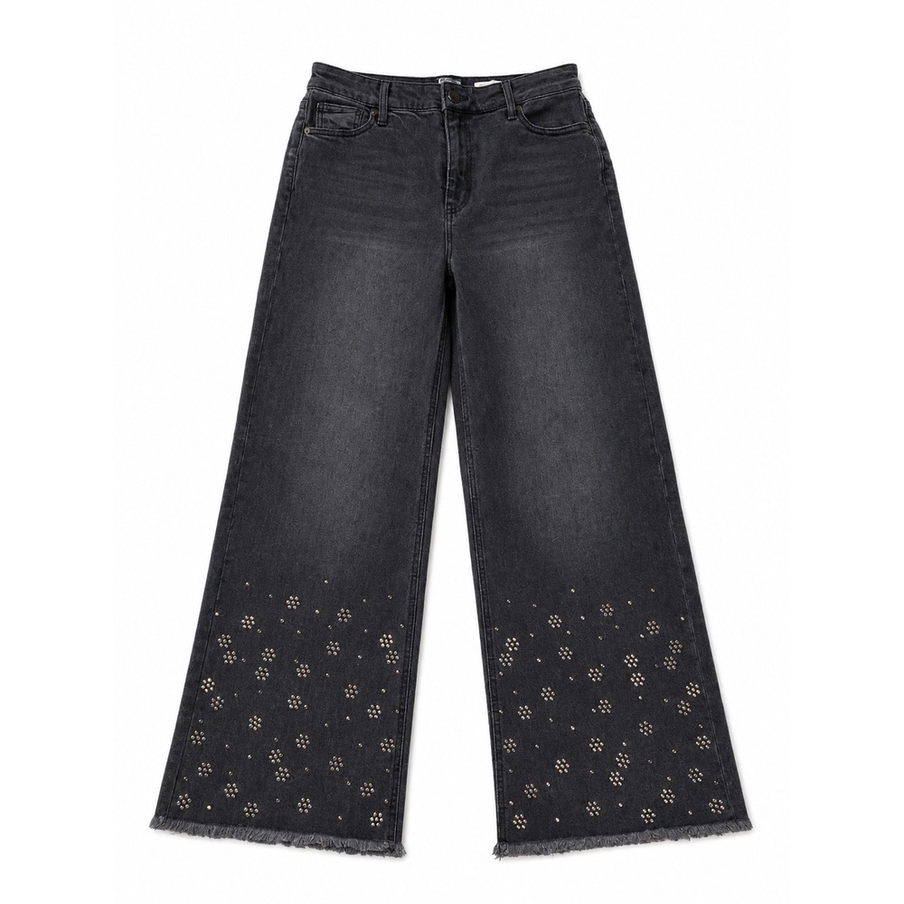 BCBGeneration Ultra High Rise Wide Leg Studded Black Jeans‎ Size 9/29 NWT